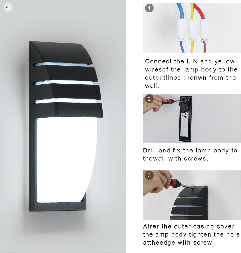 Wall Light - Black Aluminium Frame, White Light