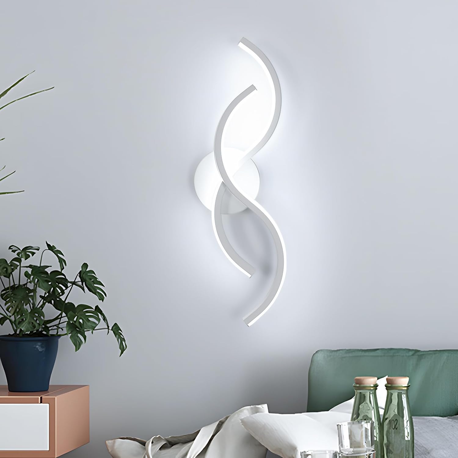 Applique da Parete - Struttura in Alluminio Bianco, Luce Bianca