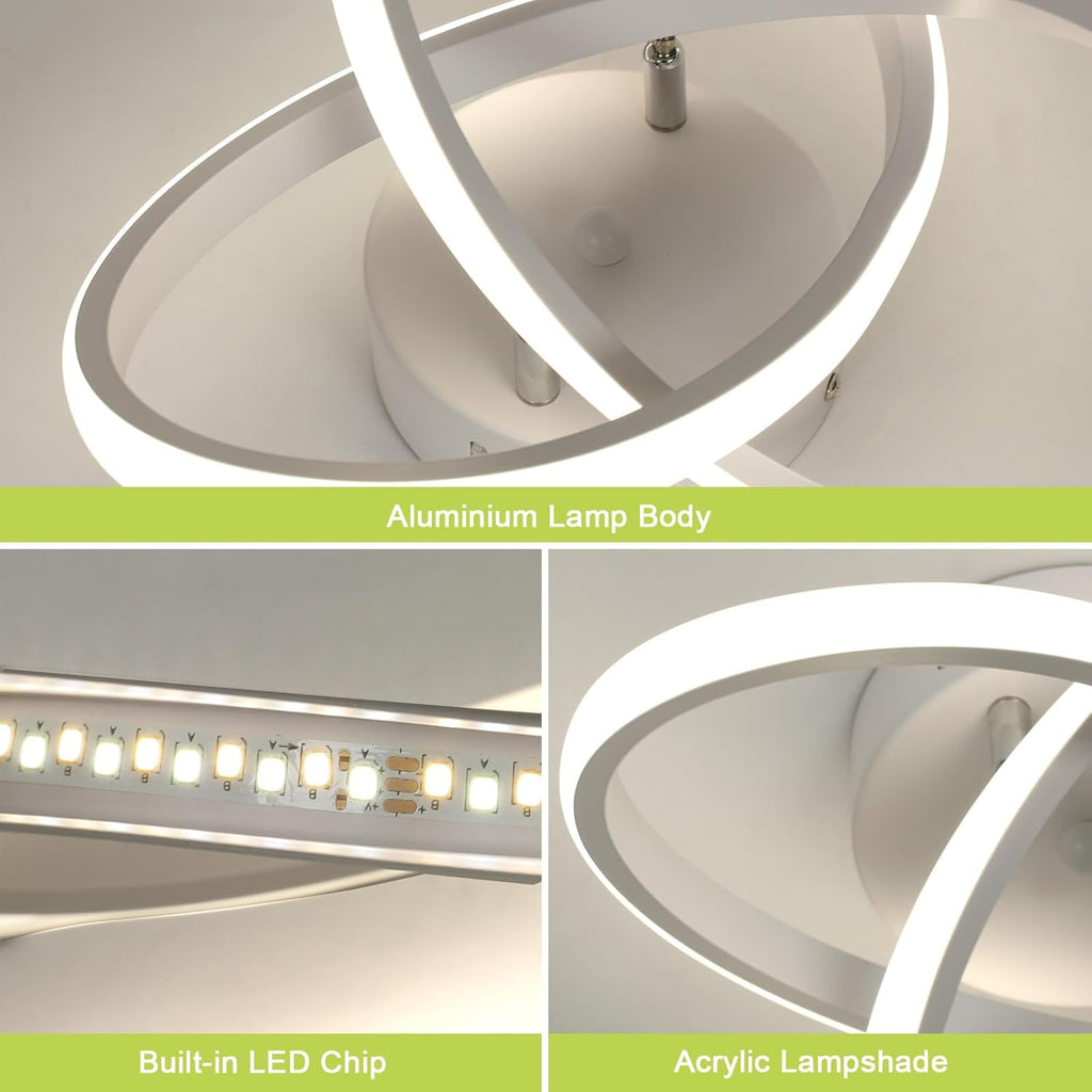 Comely Plafonnier LED Moderne, Lampe de Plafond 30W 3375LM en Forme de Fleur Créative, Plafonnier Luminaire pour Chambre à Coucher, Couloir, Cuisine, Salle de Bain, Blanc, Lumière Naturelle 4500K