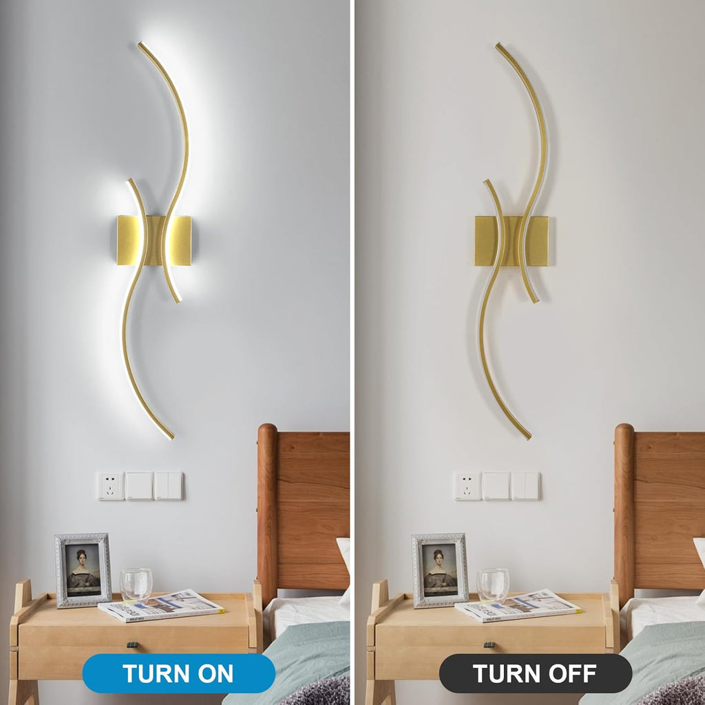 Wall Light - Gold Aluminium Frame, White Light