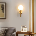 Lampes murales élégantes pour intérieur, appliques E27 avec abat-jour en verre laiteux, finition dorée, luminaires muraux pour chambre, salon, restaurant, cuisine, escalier