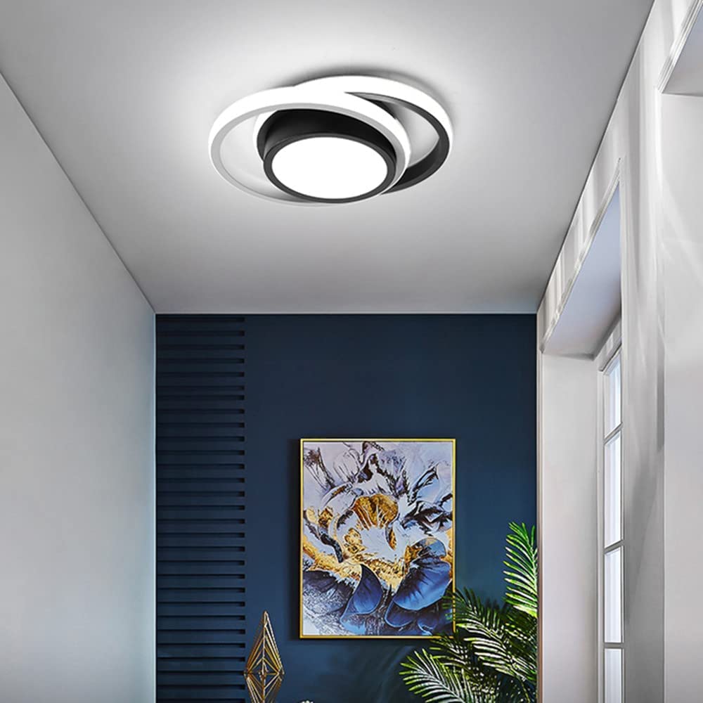 Ceiling Light - Black & White Aluminium Frame, White Light