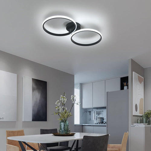 Plafoniera - Telaio in Alluminio Nero, Luce Bianca