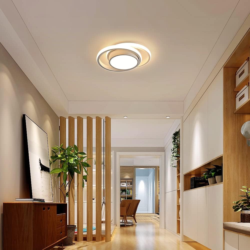 Comely 2 Pièces Plafonniers LED Moderne pour Chambre, Cuisine, Couloir, 32W 2350LM Luminaire Plafond, Rond Lampe LED Plafond, Lumière Chaude 3000K, Diamètre 28cm, Blanc
