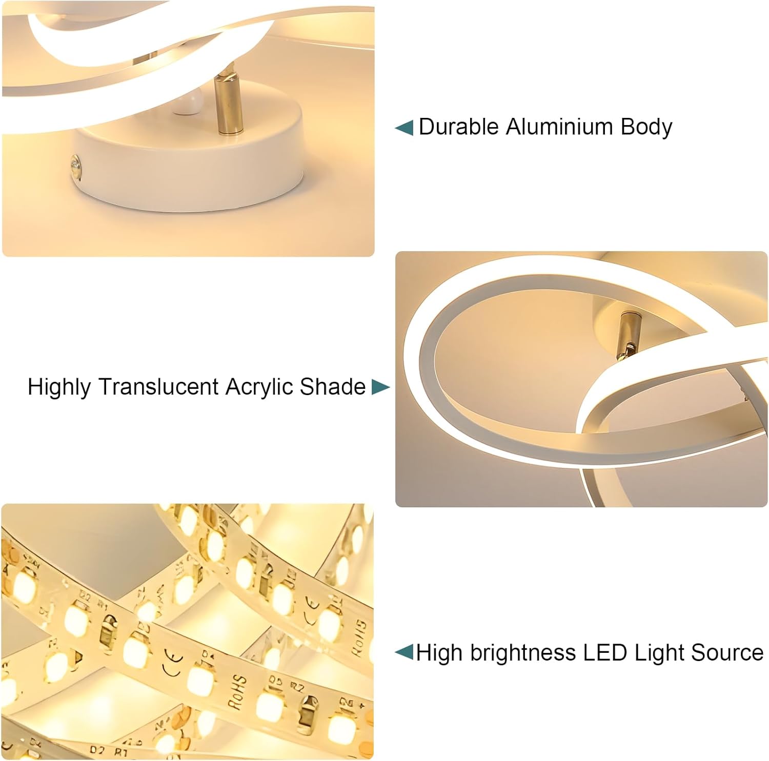 Ceiling Light - White Aluminium Frame, Warm Light