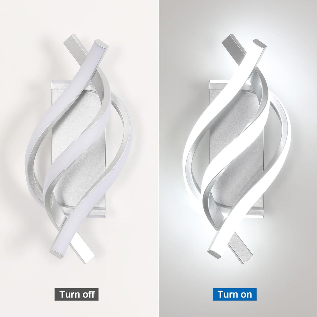 Applique - Telaio in Alluminio Argento, Luce Bianca