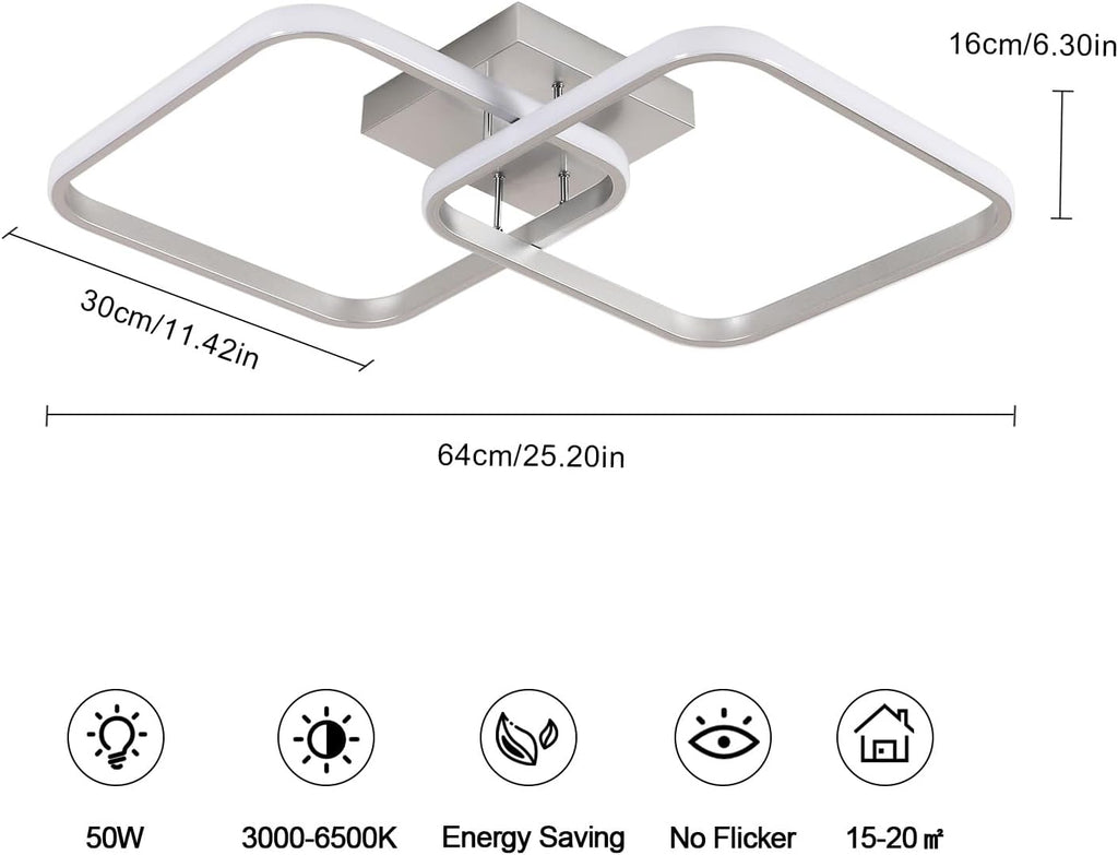 Ceiling Light - Silver Aluminium Frame, Tunable and Dimmable