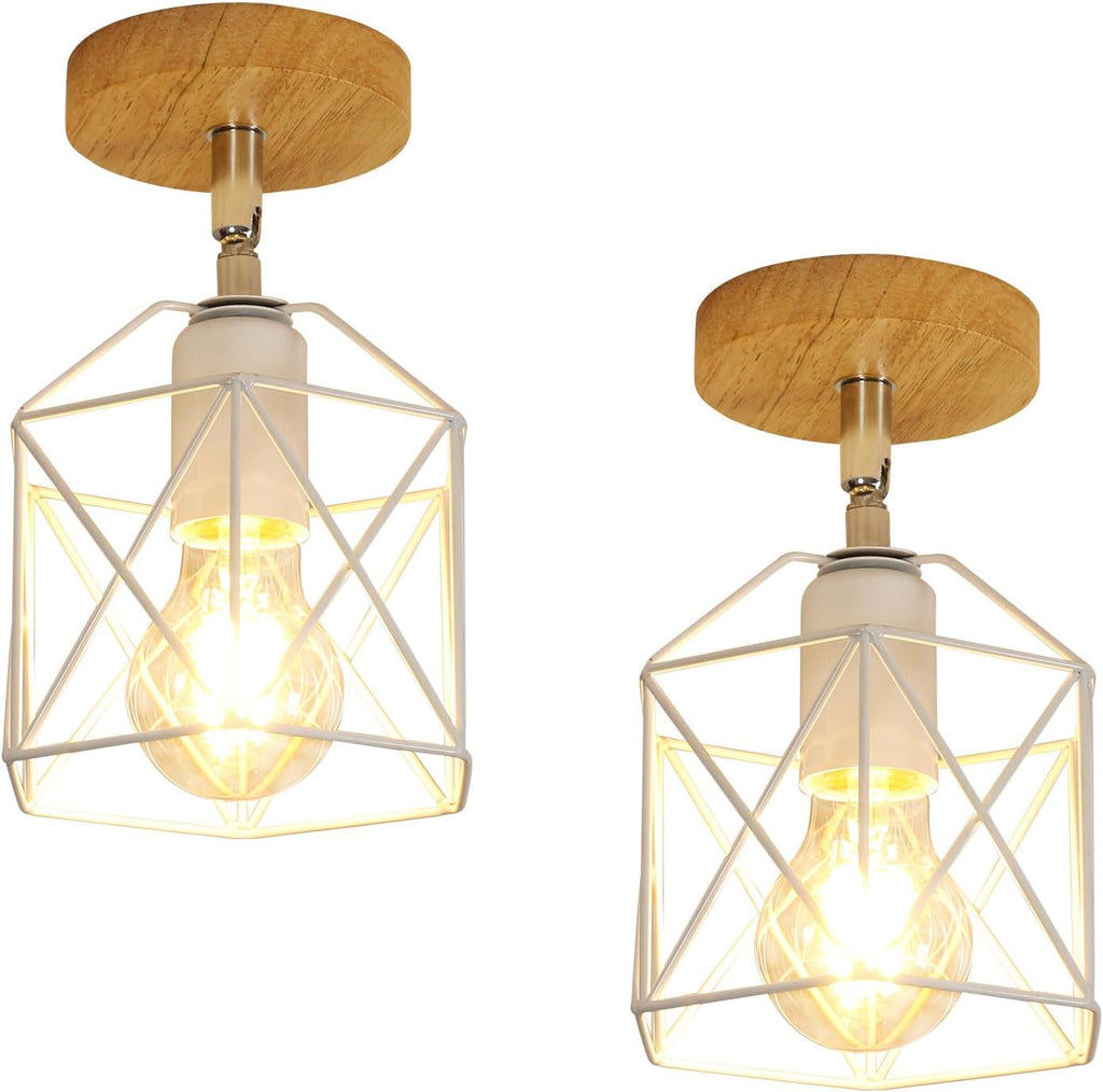 Ceiling Light - White Metal Frame