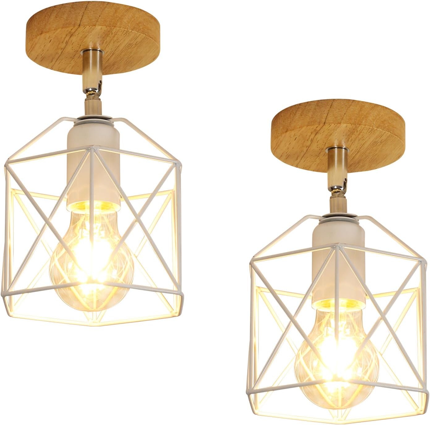 Ceiling Light - White Metal Frame