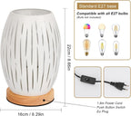 Comely Lampe de Table de Chevet pour Salon de Chambre, Blanc Base de Cage Métal Moderne en Bois E27 Petite Lumière Décorative Latérale d'intérieur (Ampoule Non Incluse) (Classe énergétique E