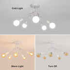 Industrial E27 Ceiling Light, 5-Light Metal Ceiling Lamp White, Creative Iron Chandelier for Bedroom Living Room Dining Room Hallway Kitchen, ?60cm (Bulb Not Included)