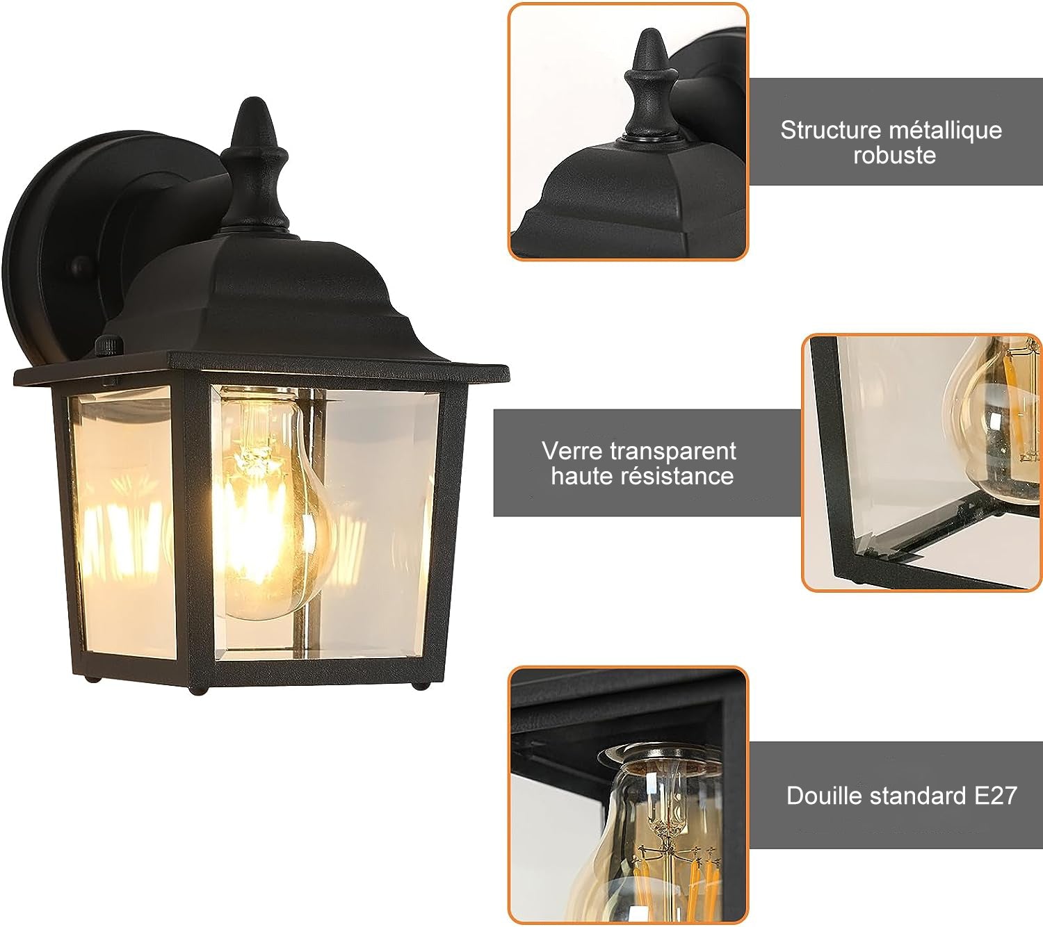 Wall Light - Black Glass Frame