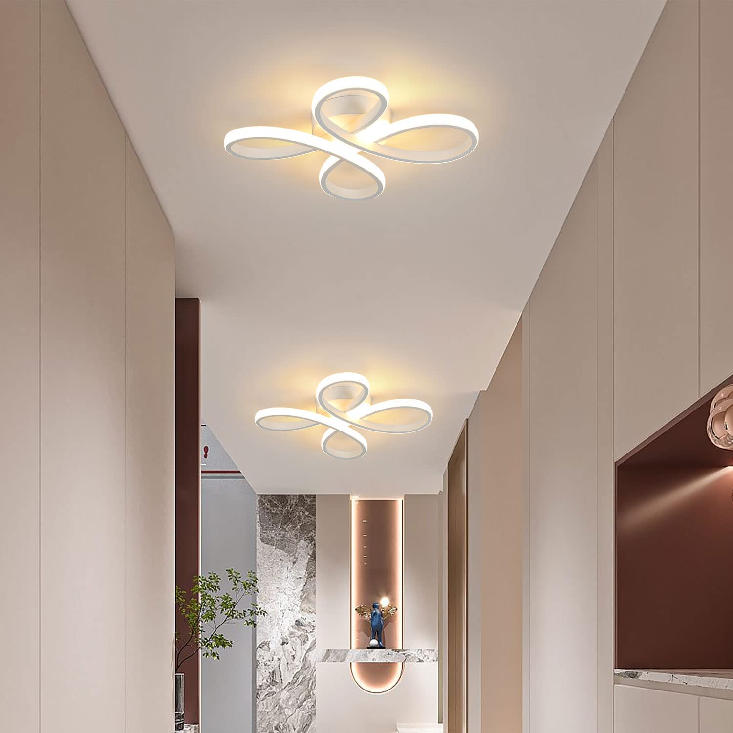 Ceiling Light - White Aluminium Frame, Warm Light