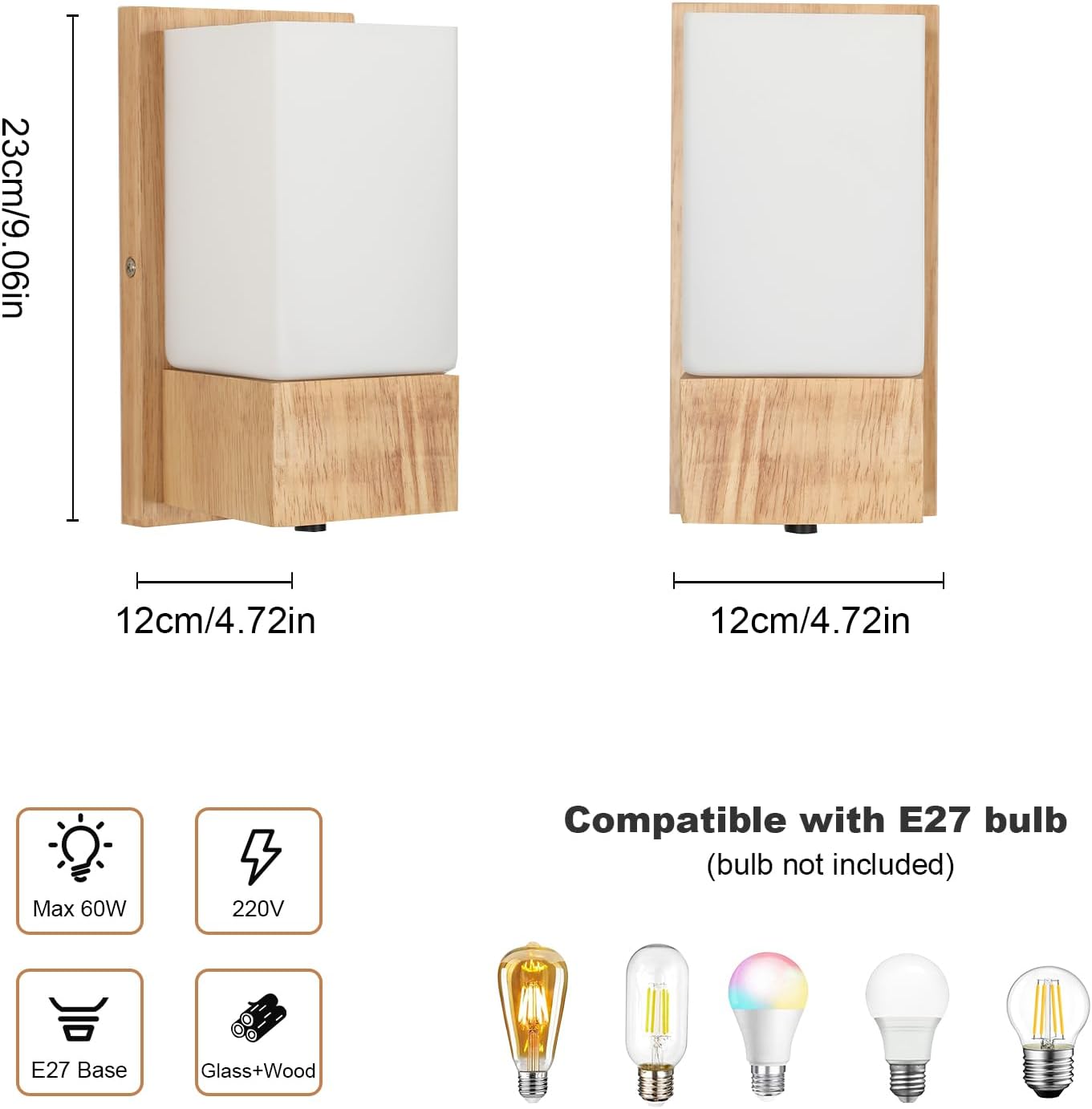 Wall Light - Wood Glass Frame