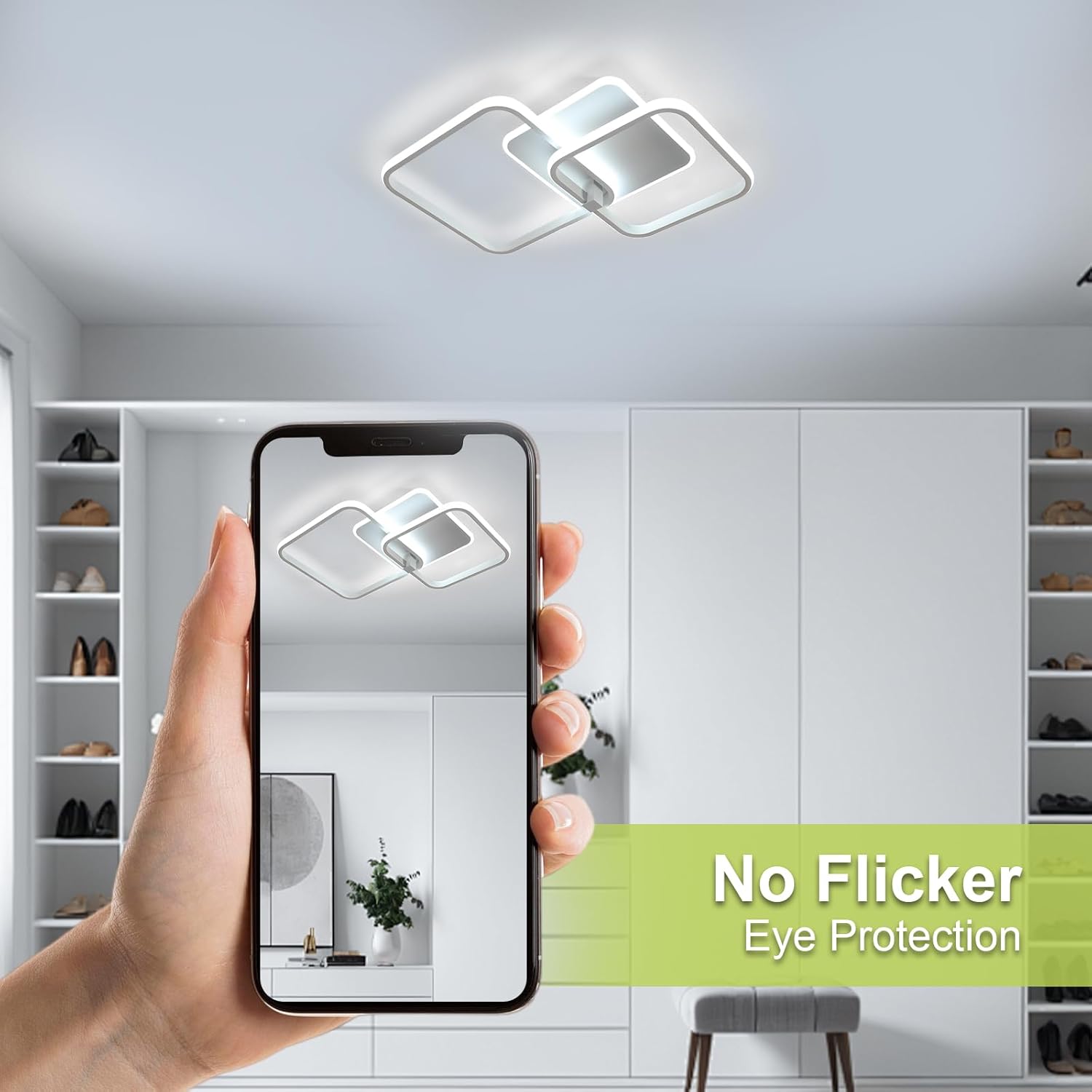 Ceiling Light - White Acrylic Frame, White Light