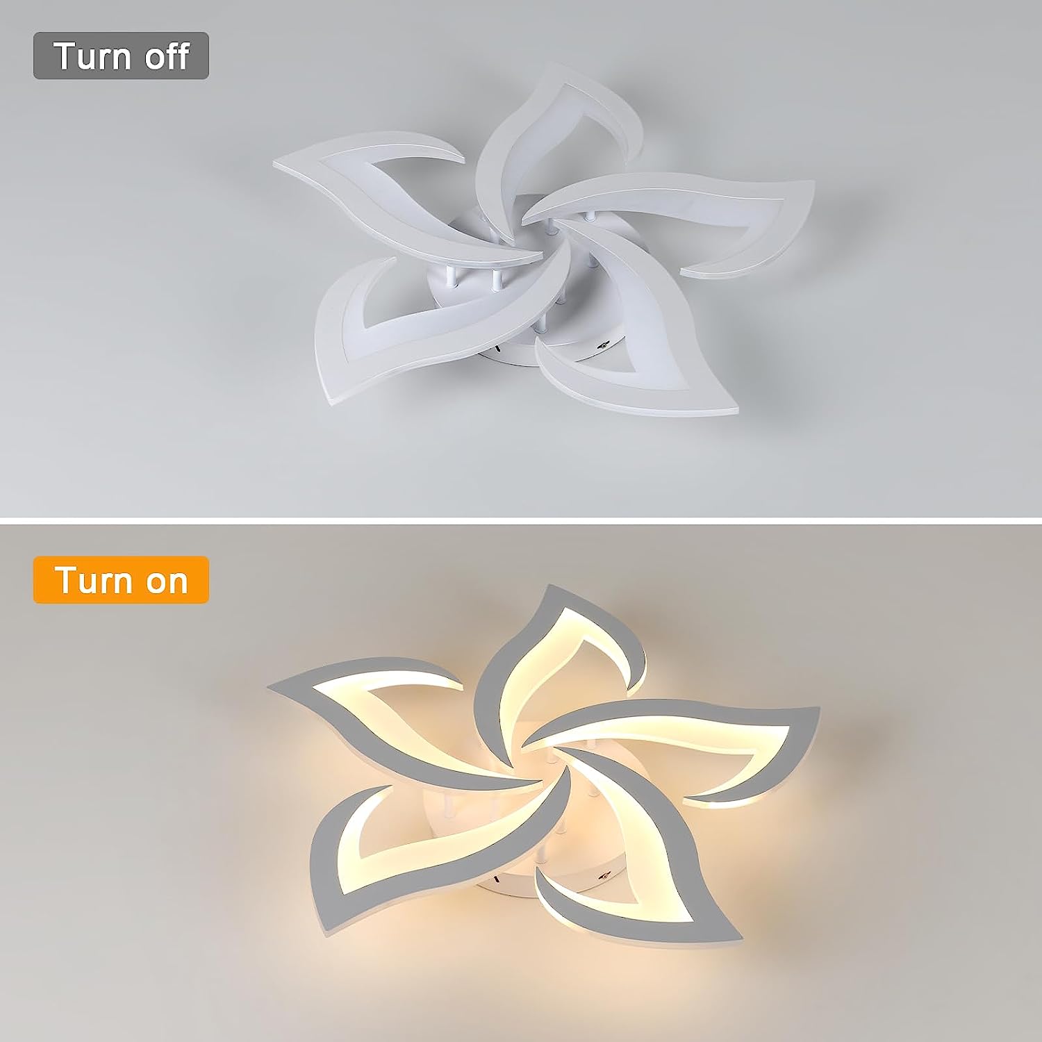 Comely Plafonnier LED, Luminaire Plafonnier 60W 6750LM, Lustre Salon Moderne, Lampe de Plafond de Pétale pour Salon Chambre Cuisine Salle à Manger, Lumière Blanche Chaude 3000K, Dia 60cm, Blanc