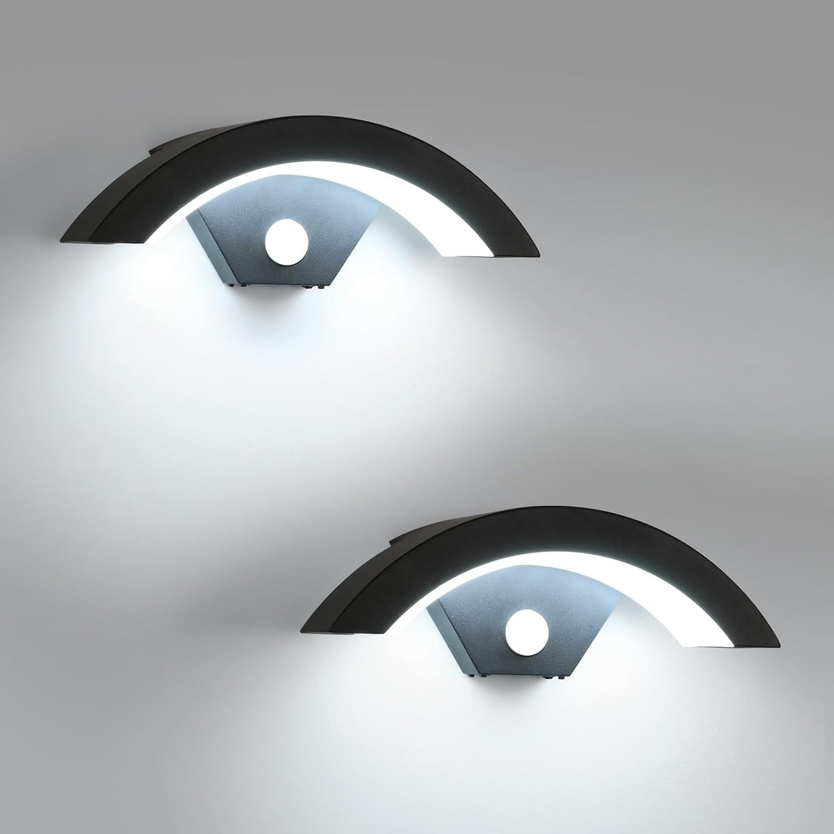 Comely 2 Pieces LED Outdoor Wall Light With Motion Sensor, 24W Modern Wall Lamp Outdoor IP65 Waterproof, LED Outdoor Lighting For Garden Terrace Garage, 6500K Cool White