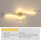 Lampada da Parete - Struttura in Alluminio Dorato, Luce Calda