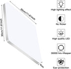 Comely LED Plafonnier 30x30 cm, 48W Blanc Froid 6500K, Plafonnier LED Plat Blanc, IP54 Étanche, Économie d'Énergie, Ultra-fin, pour Salle de Bain, Cuisine, Bureau, Couloir, Salon
