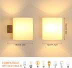 Comely Applique Murale Intérieure Bois, 2 Pièces Lampe Murale E27 Rétro en Verre Lampe de Chevet pour Chambre Salon Couloir Escalier Cafétéria