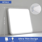 Ceiling Light - White Plastic Frame, White Light