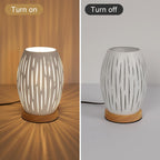 Comely Lampe de Table de Chevet pour Salon de Chambre, Blanc Base de Cage Métal Moderne en Bois E27 Petite Lumière Décorative Latérale d'intérieur (Ampoule Non Incluse) (Classe énergétique E