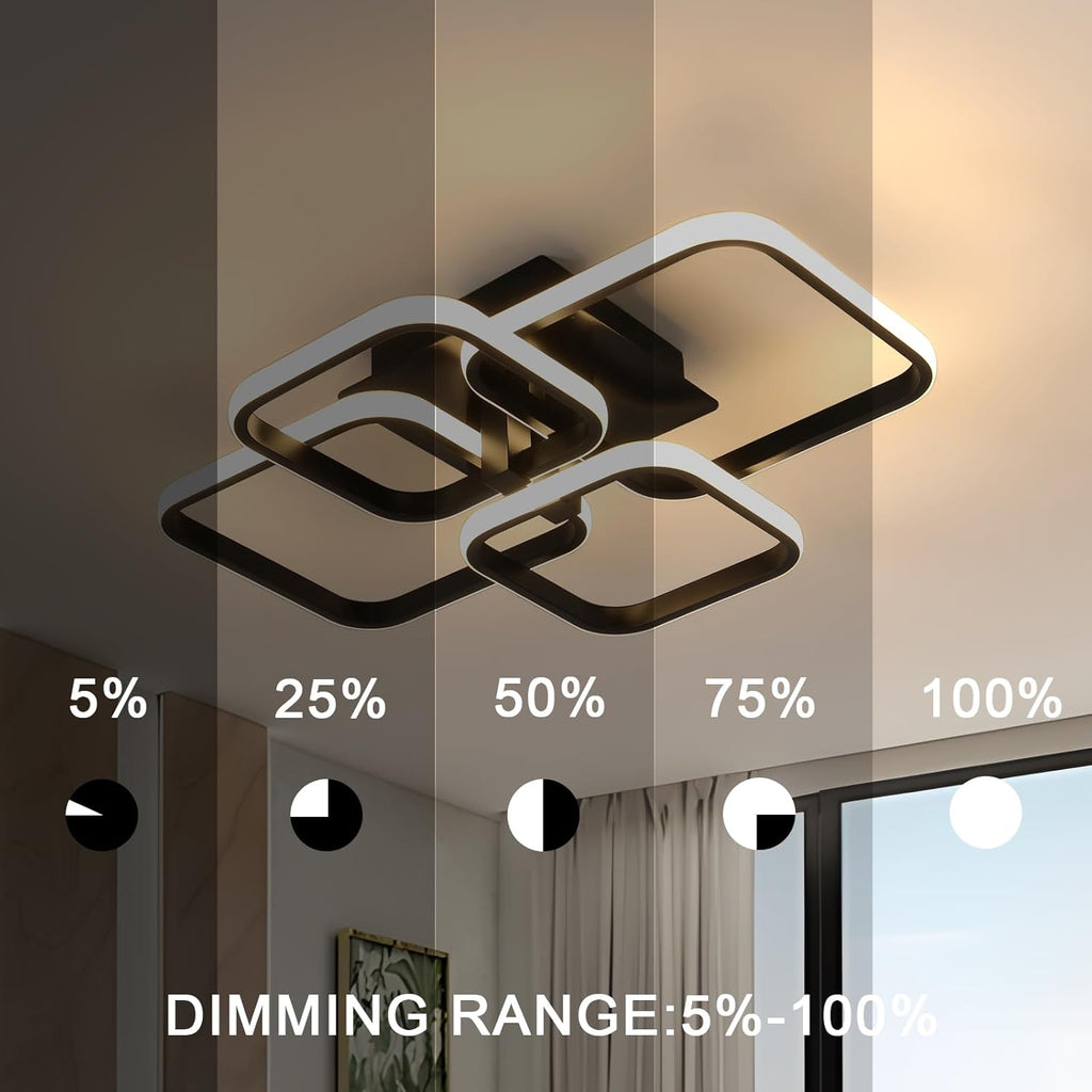 Ceiling Light - Black Aluminium Frame, Tunable and Dimmable