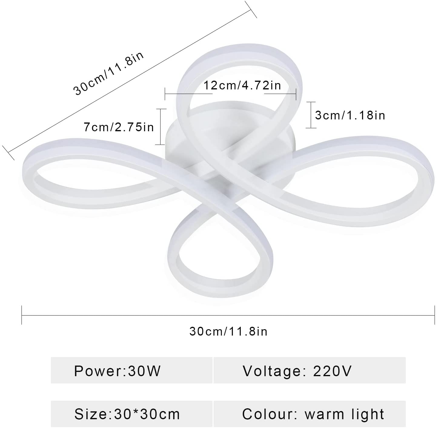Ceiling Light - White Aluminium Frame, Warm Light