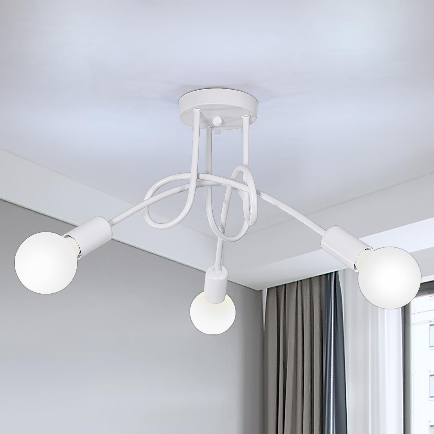 Ceiling Light - White Metal Frame