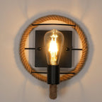 Comely Applique Murale Industrielle Vintage, Lampe Murale Interieur Rétro Fer en Forme de Corde de Chanvre Lampe, Socle E27 Douille Applique pour Bars, Lofts, 26cm (sans Ampoule)