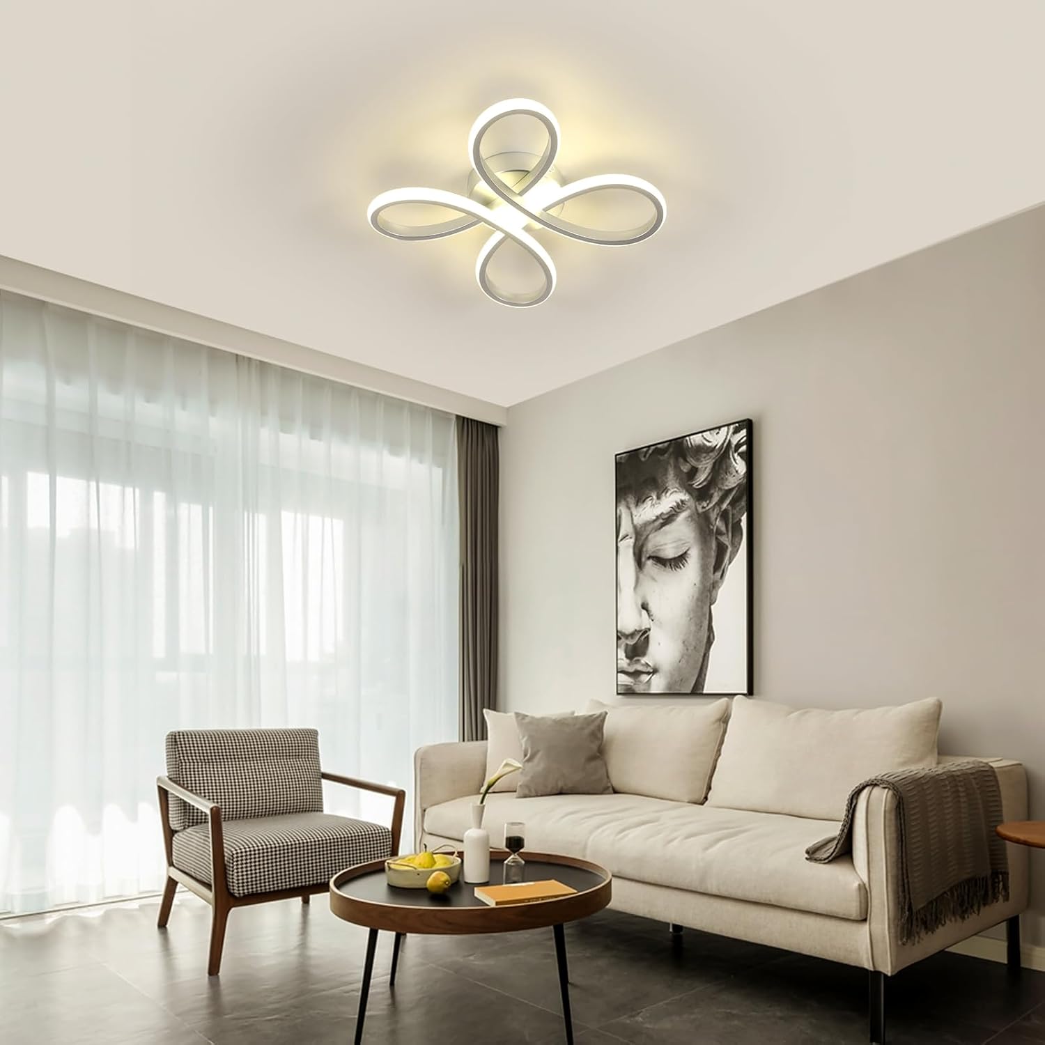 Comely Plafonnier LED Moderne, 30W Lampe de Plafond, Luminaire Plafonnier LED pour Chambre salon, Salle à manger Cuisine, Lumière Neutre 4500K, Argent
