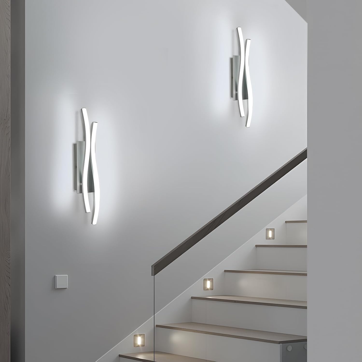 Applique - Telaio in Alluminio Argento, Luce Bianca