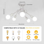 Industrial E27 Ceiling Light, 5-Light Metal Ceiling Lamp White, Creative Iron Chandelier for Bedroom Living Room Dining Room Hallway Kitchen, ?60cm (Bulb Not Included)