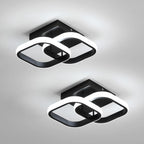 Comely Lot de 2 Plafonniers LED Modernes, 24W 2700LM Petit Noir Plafonnier LED Carré Luminaires Intérieur pour Chambre Salon Allée Couloir Balcon, Lumière Blanche 6500K, 24cm