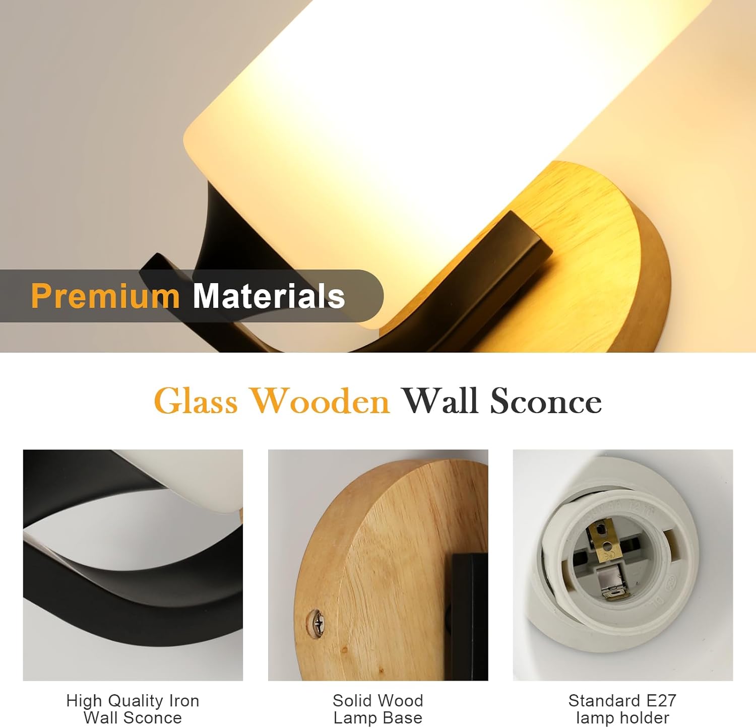 Wall Light - Wood Glass Frame