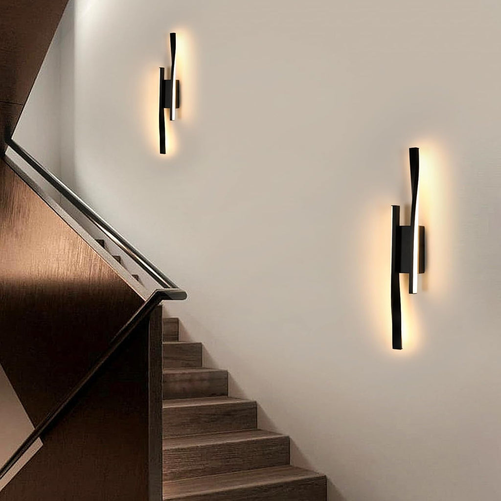 Comely Applique Murale Intérieur LED, 16W 2500LM Design Minimaliste Lampe Murale Moderne, Ligne Noire Applique Murale LED pour Chambre Salon Salle à Manger Couloir, Blanc chaud 3000K