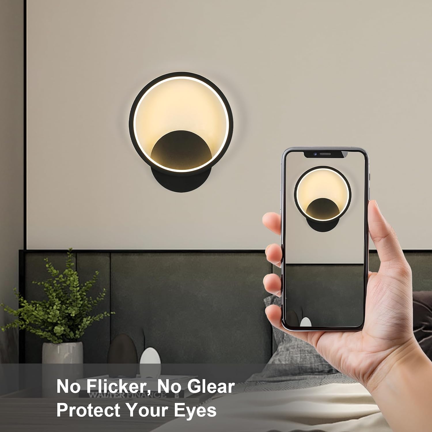 Wall Light - Black Aluminium Frame, Warm Light