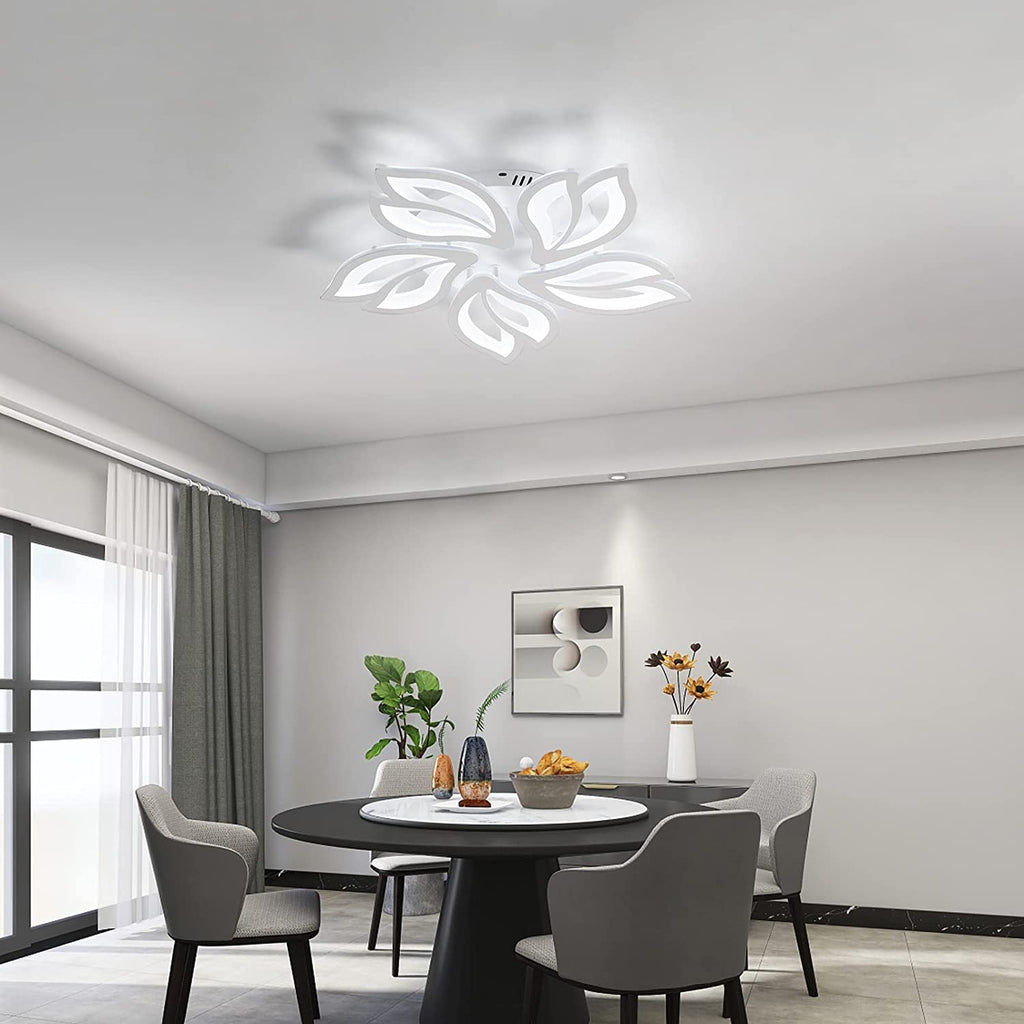 Comely Plafonnier LED Créatif Pétales Design, 65W Lampe de Plafond Acrylique, Moderne Blanc Luminaire Plafonnier LED pour Chambre Salon Salle à Manger Cuisine Couloir, Blanc Froid 6500K