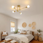 Comely Plafonnier Lustre Industriel 4 x E27, Plafonnier Luminaire Industriel en Métal, Moderne Suspension pour Salon Chambre Cuisine Couloir