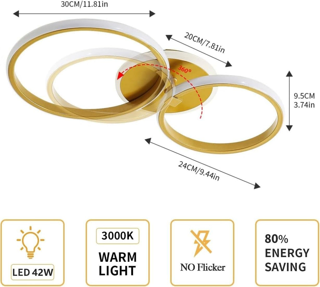 Ceiling Light - Gold Acrylic Frame, Warm Light