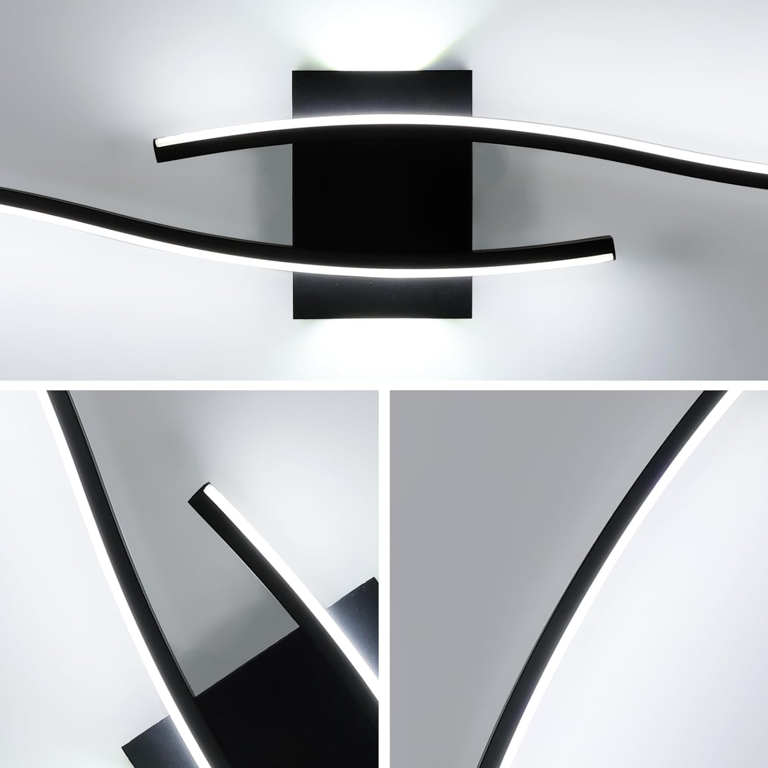 Lampada da parete - Telaio in alluminio nero, luce bianca