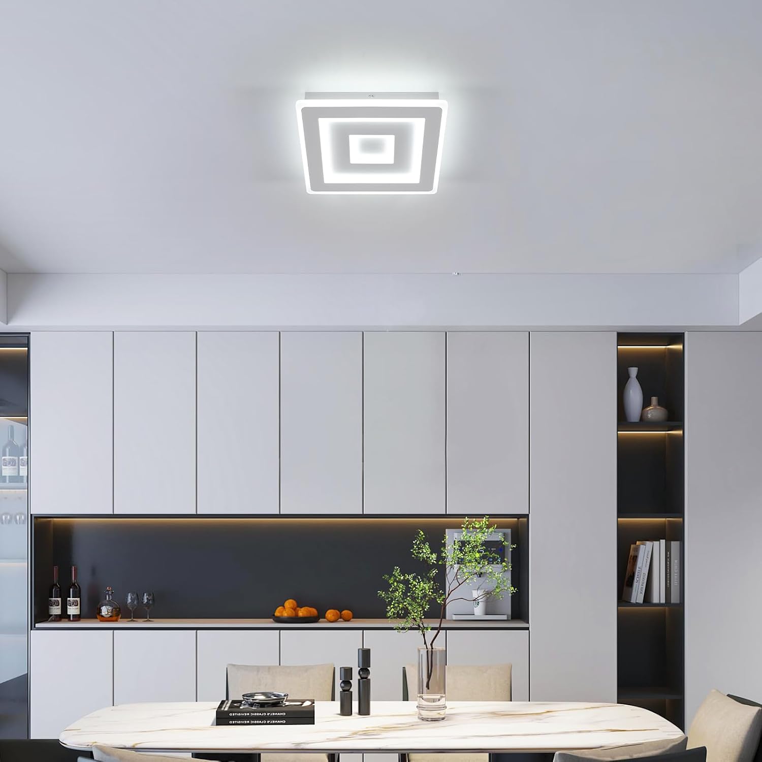 Comely Plafonnier LED Carré Moderne, 36W 28cm Lampe de Plafond LED, Blanc Luminaire Plafonnier Intérieur pour Chambre à Coucher, Salon, Couloir, Lumière Blanche Froide 6500K