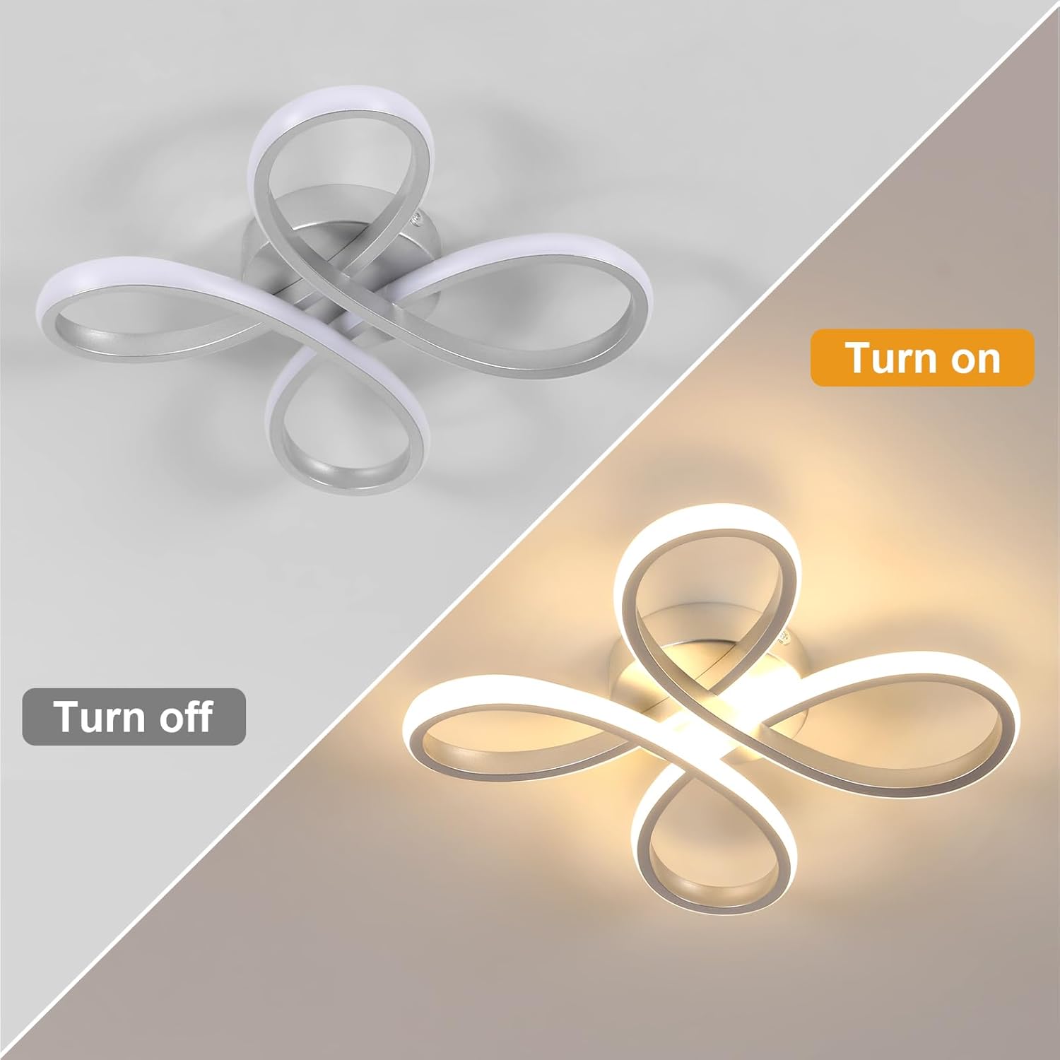 Comely Plafonnier LED Moderne, 30W 3375LM Lampe de Plafond, Luminaire Plafonnier LED pour Chambre salon, Salle à manger Cuisine, Lumière Chaude 3000K, 30cm, Argent