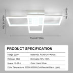 Ceiling Light - White Acrylic Frame, Tunable and Dimmable