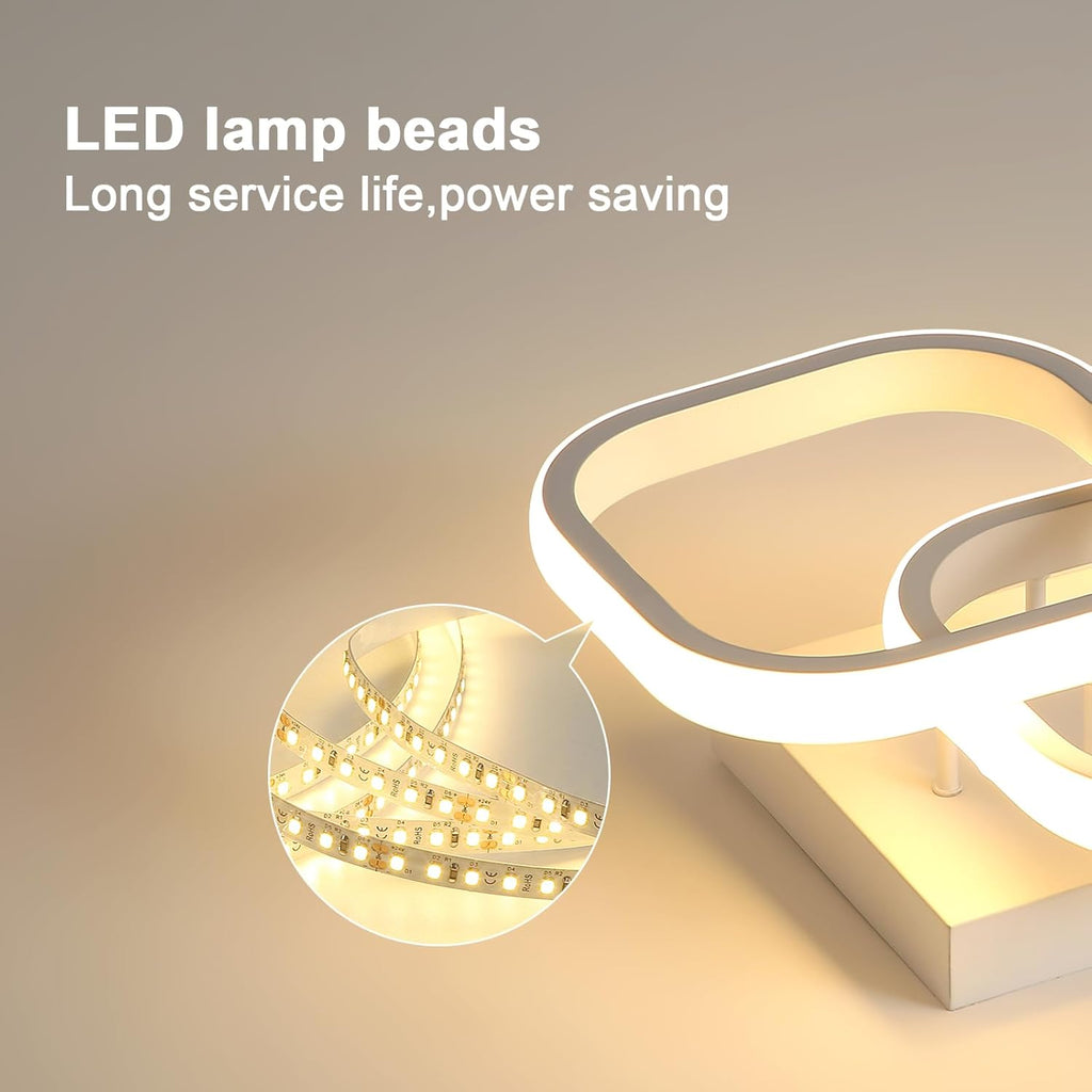 Comely Lot de 2 Plafonniers LED Modernes, 24W 2700LM Petit Plafonnier LED Carré Luminaires Intérieur pour Chambre Salon Allée Couloir Balcon, Lumière Chaude 3000K, Blanc 24cm