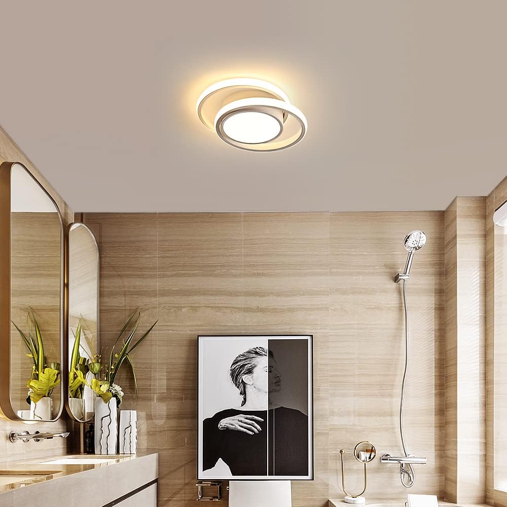 Comely 2 Pièces Plafonniers LED Moderne pour Chambre, Cuisine, Couloir, 32W 2350LM Luminaire Plafond, Rond Lampe LED Plafond, Lumière Chaude 3000K, Diamètre 28cm, Blanc