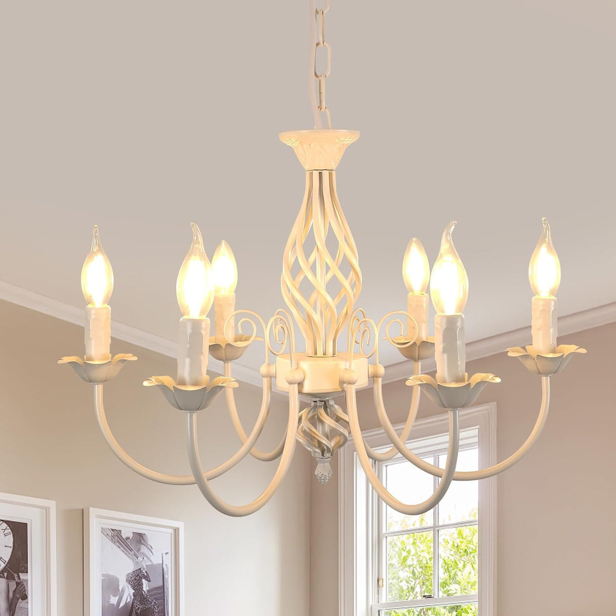 Chandeliers - White Metal Frame