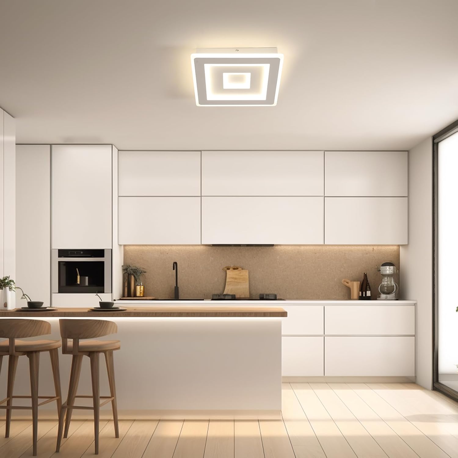 Comely Plafonnier LED Carré Moderne, 36W 28cm Lampe de Plafond LED, Blanc Luminaire Plafonnier Intérieur pour Chambre à Coucher, Salon, Couloir, Lumière Naturelle 4500K