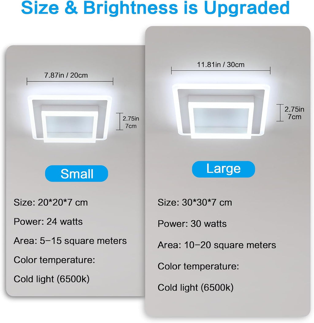 Ceiling Light - White Acrylic Frame, White Light