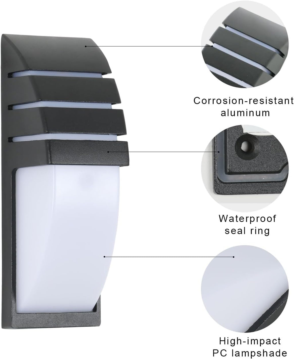 Wall Light - Black Aluminium Frame, Warm Light